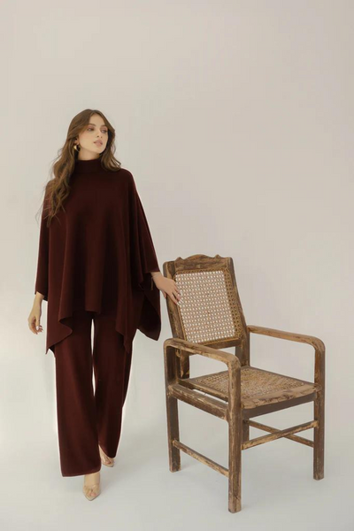 AYLIN BROWN TWEED KNIT SUIT by Hassal Co-rd Set Autumn Winter'22