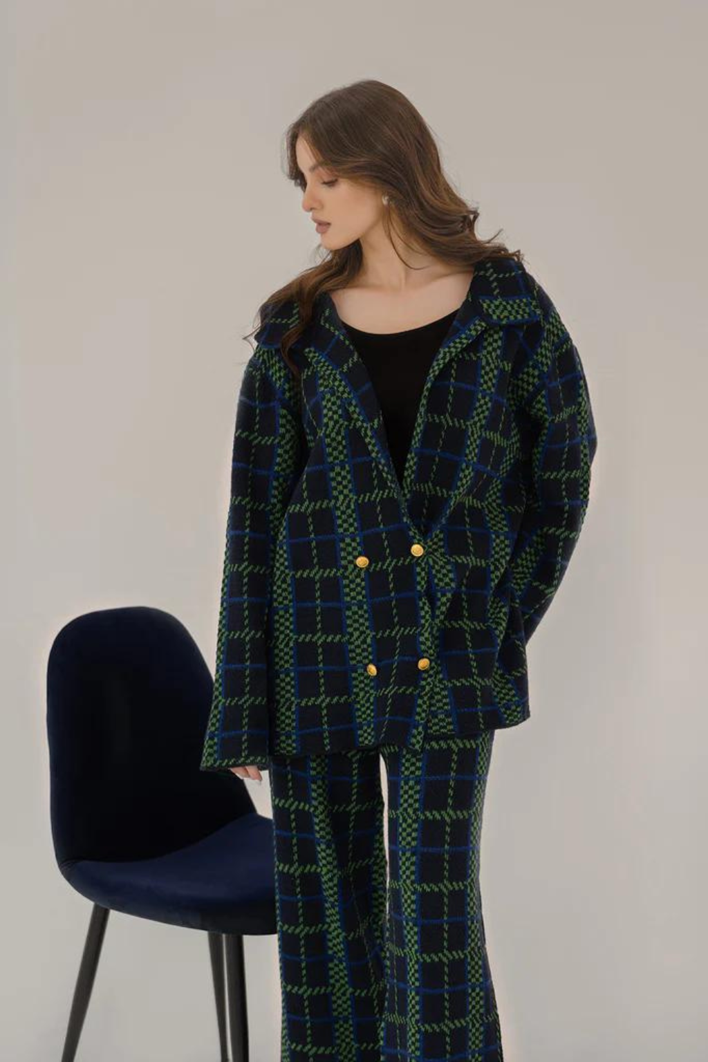 SABRINA CHECKERED GREEN SUIT