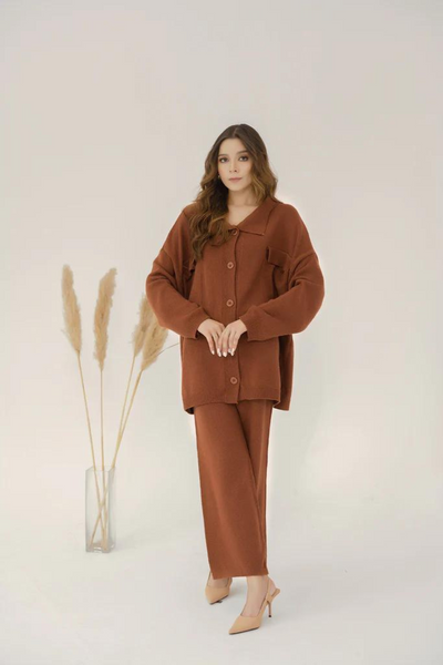 ESME RUST TWO PIECE KNIT SUITby Hassal Co-Rd Set AW22 at Bilal Garment