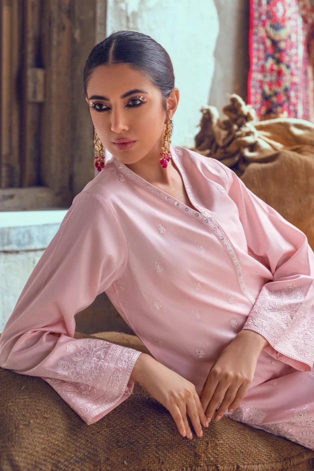 Embroidered Pret
Light Pink Co-ord Set With Sequins And Embroidery - second image