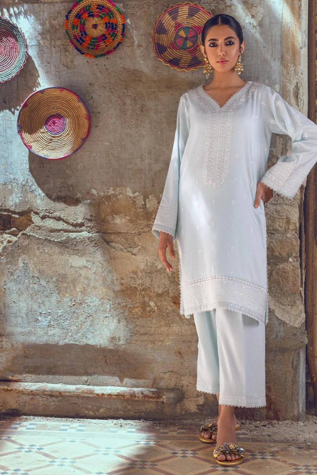 Embroidered Pret
Light Blue Co-ord Set with Sequins and Embroidery