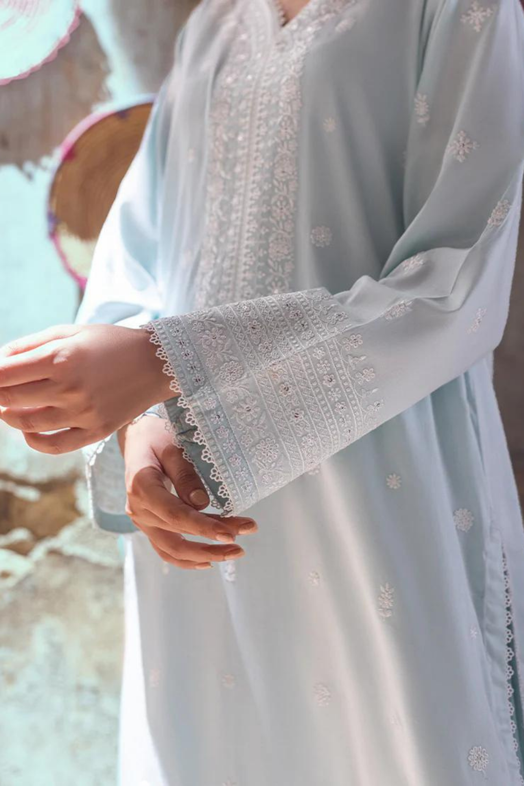 Embroidered Pret
Light Blue Co-ord Set with Sequins and Embroidery - second image