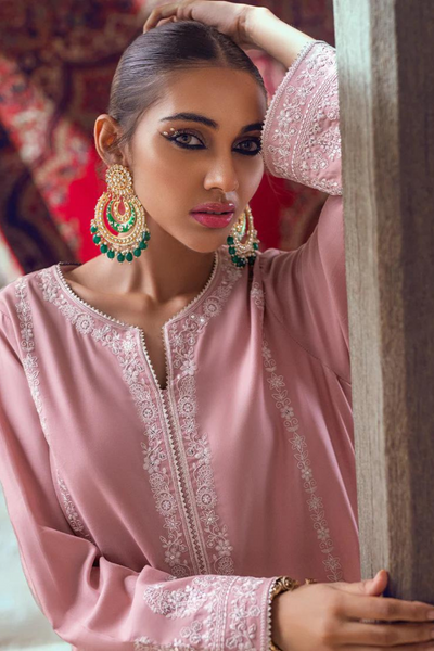 Embroidered Pret
Tea Pink Co-ord Set with Sequins and Embroidery