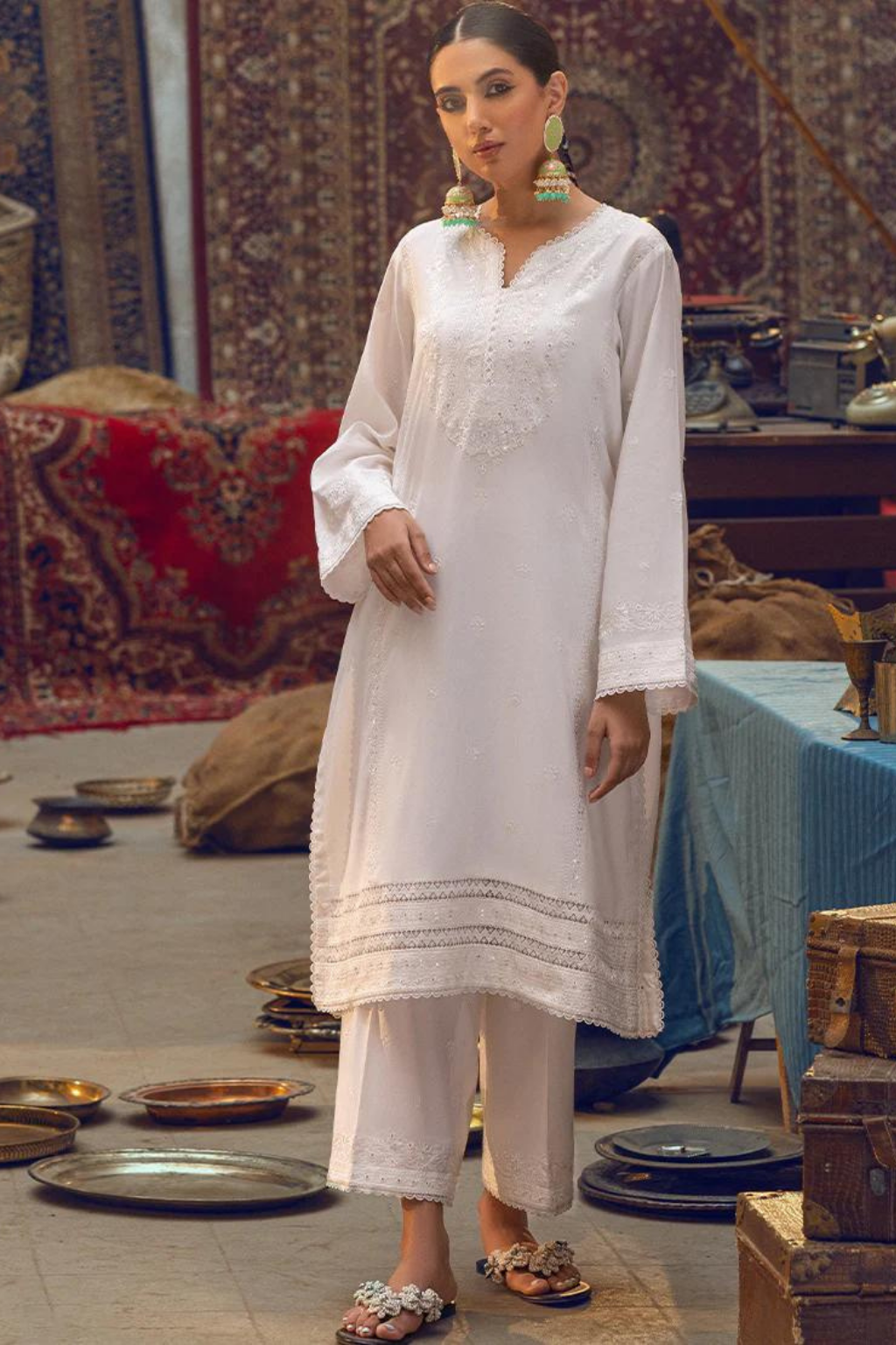 Embroidered Pret
White Co-Ord Set with Sequins and Embroidery