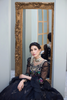 LAVERNA black  Embellished NET & RAW SILK Ensemble  by IMRA SAEED