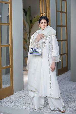 CALLUM Pearl Raw Silk & Organza Ensemble by  IMRA SAEED