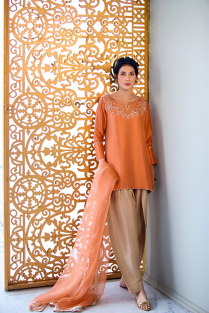 FLORENTIS Raw Silk & Organza Eid Ensemble by IMRA SAEED