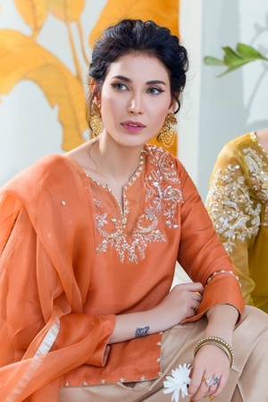 FLORENTIS Raw Silk & Organza Eid Ensemble by IMRA SAEED