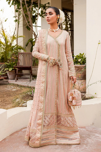 JANIRA Blush pink Delicate Chikankari  Angrakha Gown Set