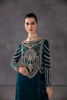CHRISTINA teal Velvet Suit by Kanwal Malik 