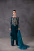 CHRISTINA teal Velvet Suit by Kanwal Malik 