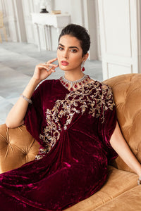 MOSAIC Dark Purple Velvet Kaftan by Kanwal Malik