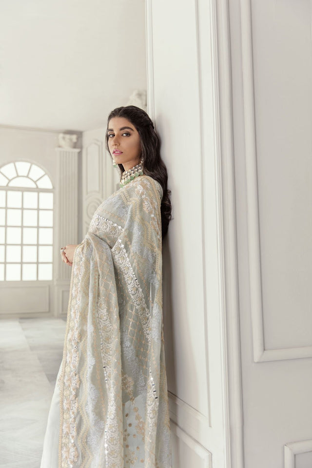 CERELIA Grey Silk Suit by Kanwal Malik