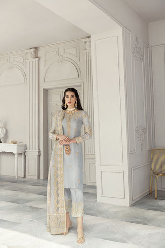 CERELIA Grey Silk Suit by  Kanwal Malik