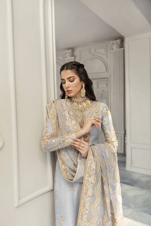 CERELIA Grey Silk Suit by  Kanwal Malik