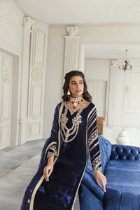 NIGHT SKY Blue Velvet Suit by Kanwal Malik