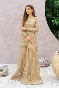 IRENE Nude  Net Sharara Pants by Kanwal Malik Athena Formal Pret. 