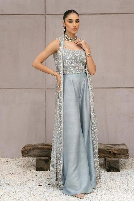 ERIS Grey Organza 3 piece  set by Kanwal Malik