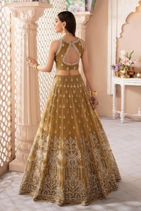 ZARDOZI Olive Green Organza Gleaming Embellishments Choli & Lehnga Set