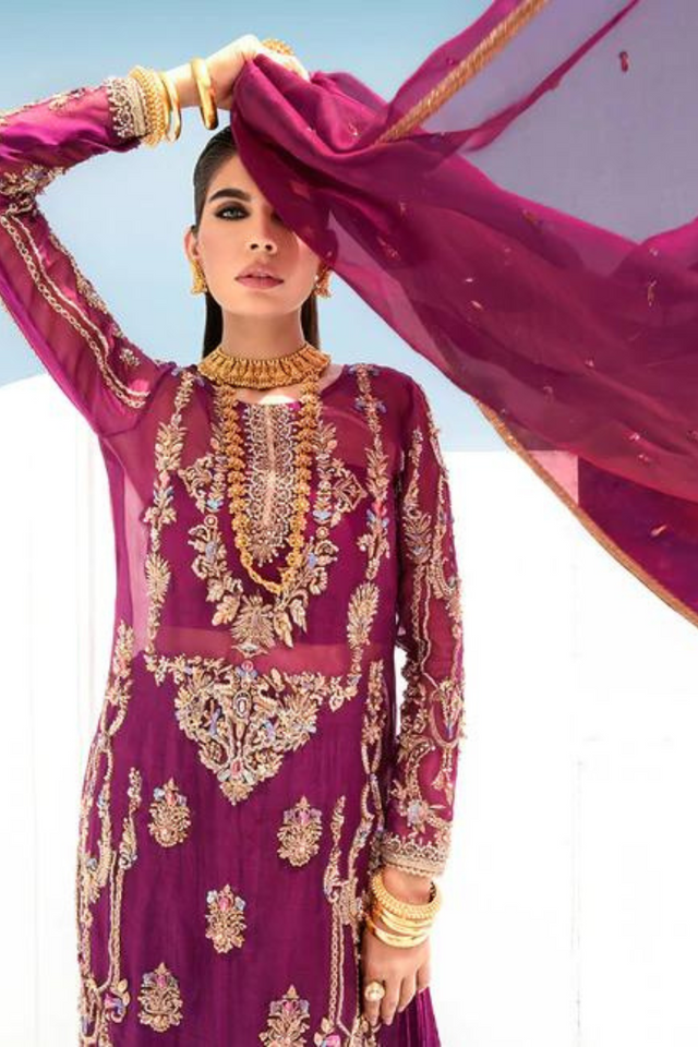 DAHLIA  Plum Organza outfit by KANWAL MALIK 'RIWAYAAT'