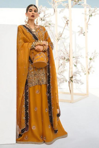 GULKARI Mustard Raw Silk by KANWAL MALIK 'RIWAYAAT' 