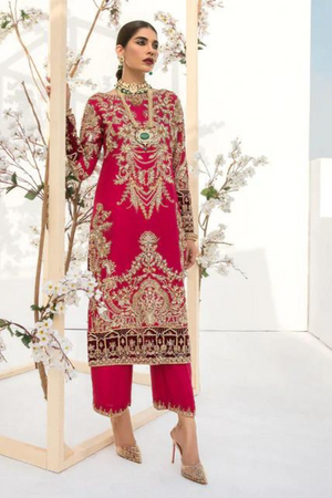 DAARIA  Fuchsia Raw Silk by KANWAL MALIK 'RIWAYAAT'