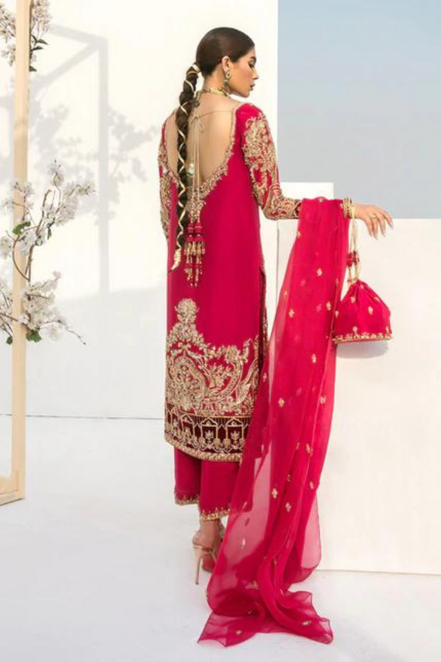 DAARIA  Fuchsia Raw Silk by KANWAL MALIK 'RIWAYAAT'