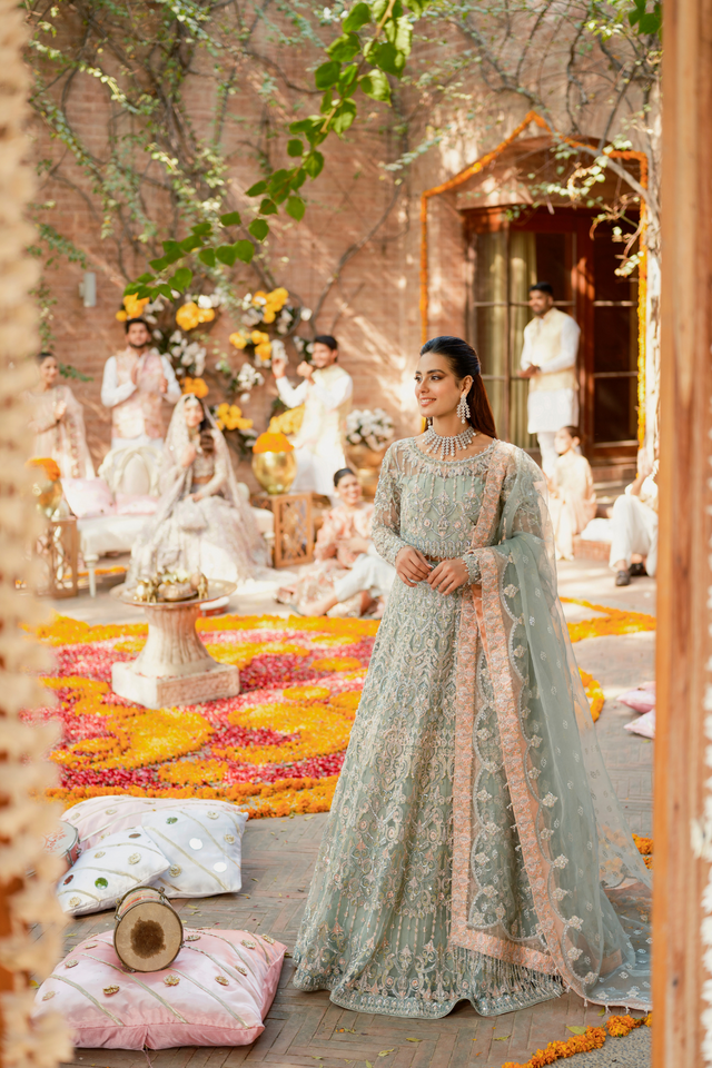 ZEEBA Mystic Net Heritage Lehenga Choli with Embroidered Panels