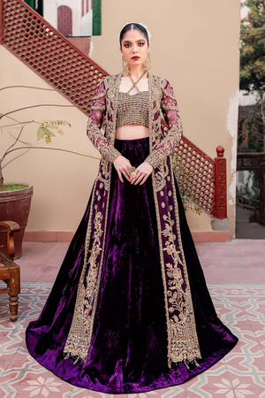 NAZNEEN Purple Gown Lehenga Ensemble