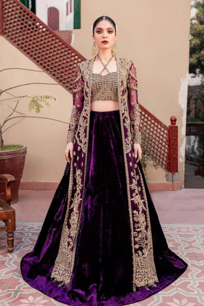 NAZNEEN Purple Gown Lehenga Ensemble