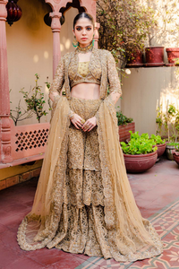 ARMISH Copper Net Jacket Sharara Set