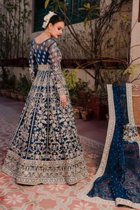 SABEEN Teal Organza Pishwas Lehenga Set