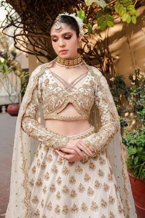 SAJAL Ethereal White Lehenga Choli by Kanwal Malik-Mahe  Luxury Formal