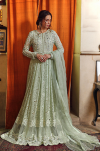 AZEEN gown Sheer Mint Elegance with Embroidery 