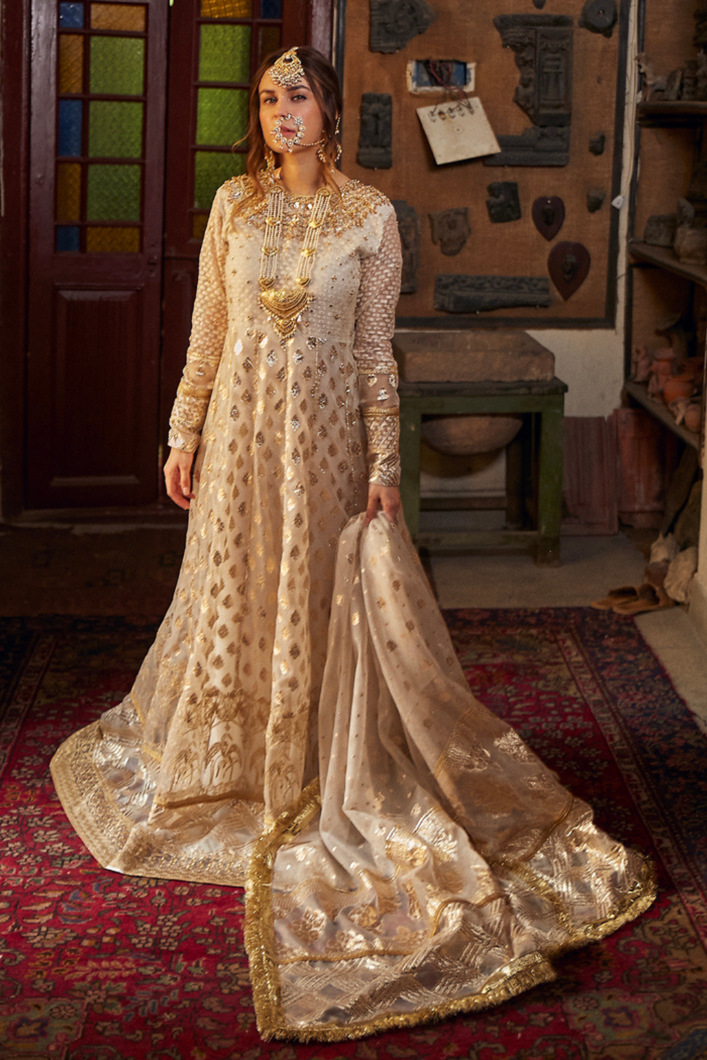 DANEEN  Pashwas: Flared Elegance with Silk & Gold