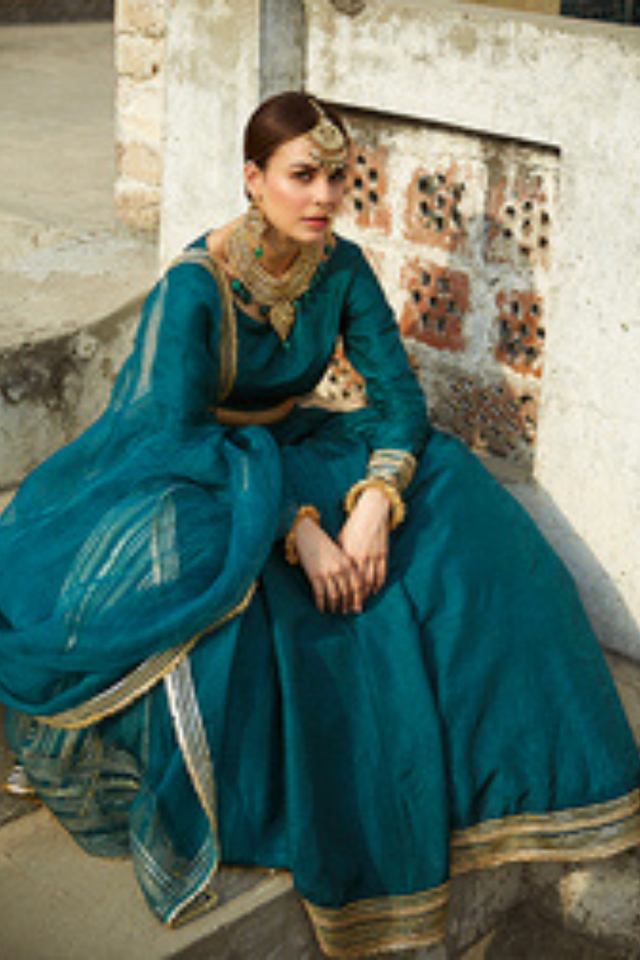 ARMINA Lehenga: Handcrafted Sea Green Gota-Patti Layers 