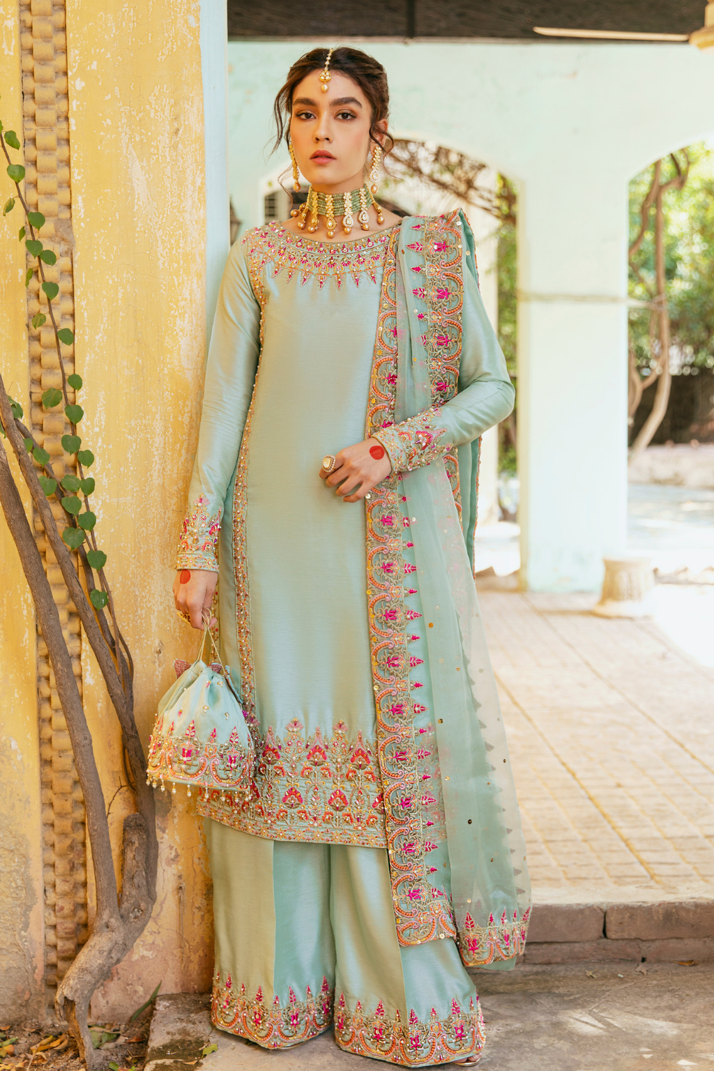 AABROO  Korean Silk Suit by Kanwal Malik 