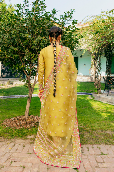 DIYA lime green Korean Silk Suit