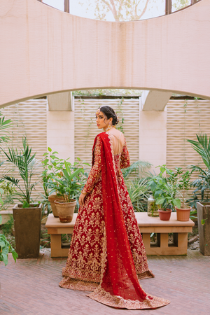 DILBARO Red Organza Gown by Kanwal Malik