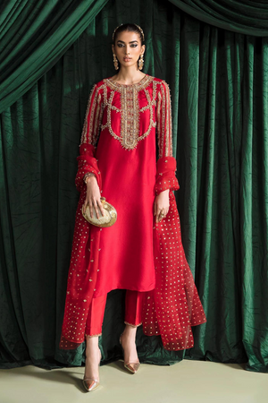 Charisma Red Luxury Silk Ensemble