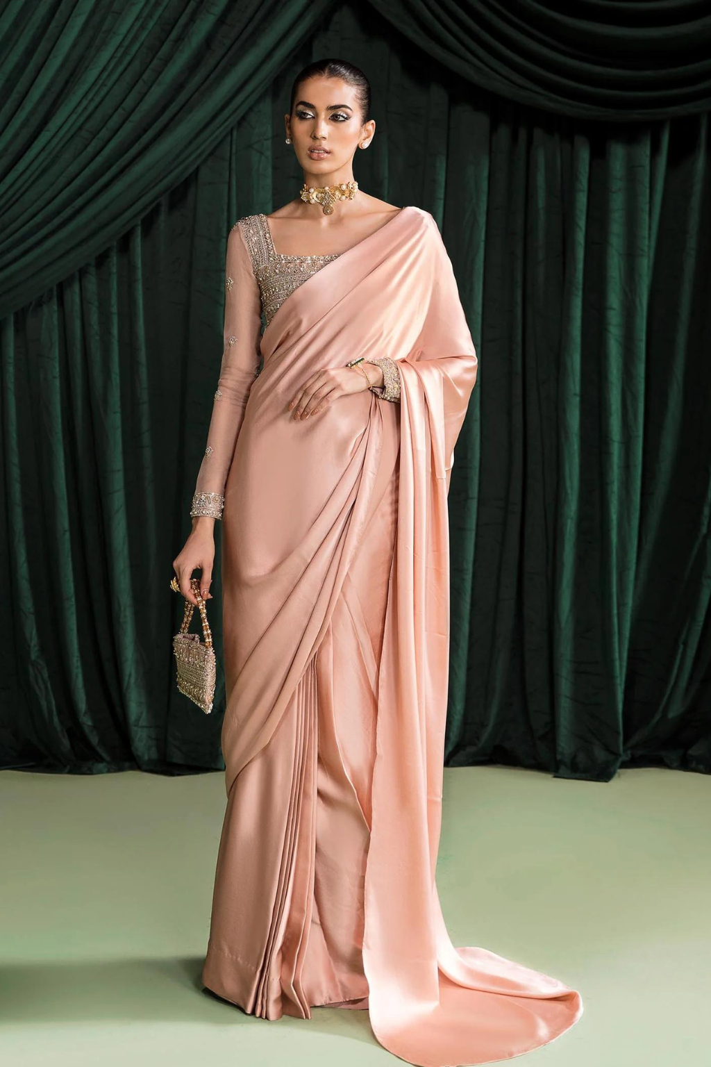 Bella Pink Saree & Organza Blouse by Kanwal Malik Tesoro Luxury Prert