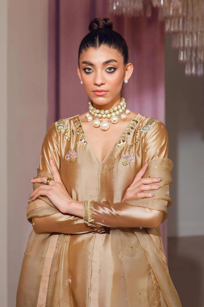 Suave Gold Embellished Ensemble