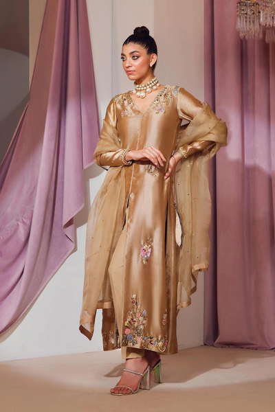 Suave Gold Embellished Ensemble