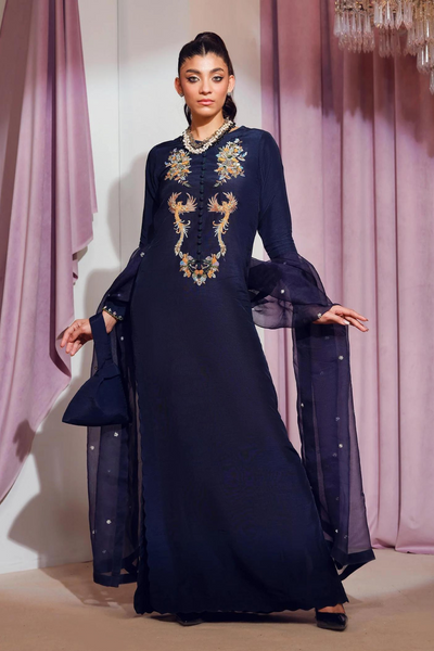 Bloom Blue Kaftan Ensemble