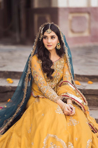 YELLOW BRIDAL - Hand Embellished Net Ensemble