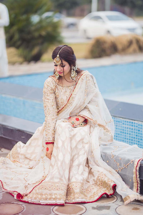 MAH-E-NOOR - Dull Gold Bridal Pishwas