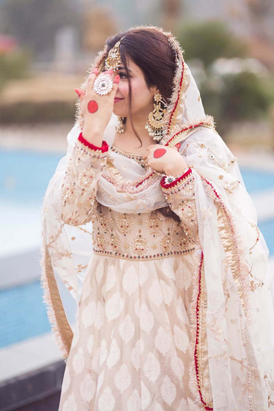 MAH-E-NOOR - Dull Gold Bridal Pishwas