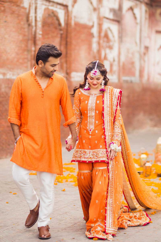 SUMBUL - Embellished Orange Bridal Set