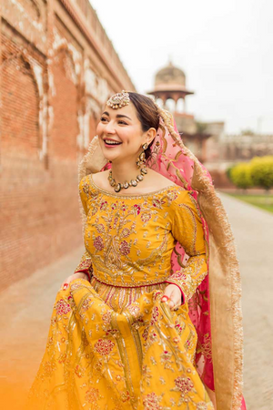 MAH-E-MIR - Embellished Mustard Lehenga Set