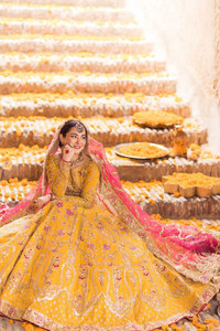 MAH-E-MIR - Embellished Mustard Lehenga Set